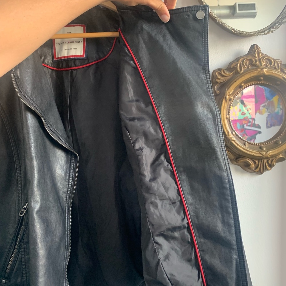 Black Tommy Hilfiger Faux Leather Jacket Size M - Picture 5 of 8